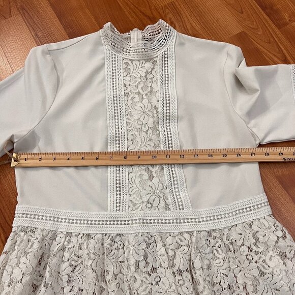 Zara Woman Lace & Crochet Peplum Blouse Ivory White Cropped Shirt Sz M Medium - Picture 8 of 10